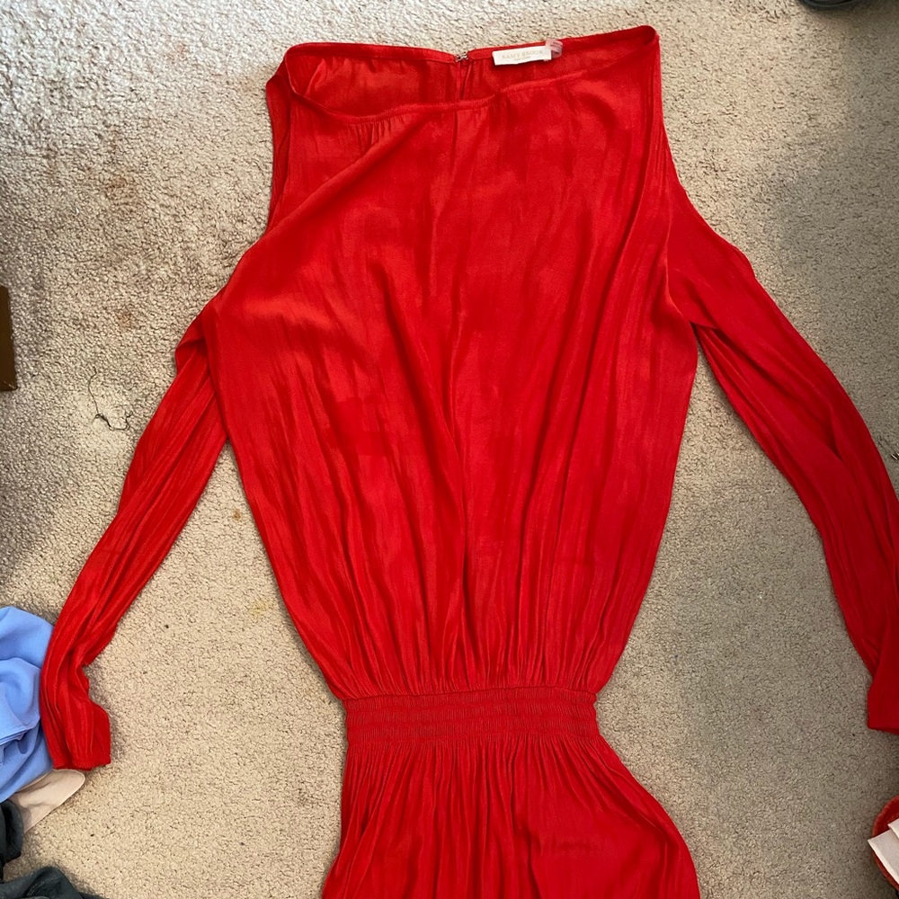 Ramy Brook cold shoulder smocked dress